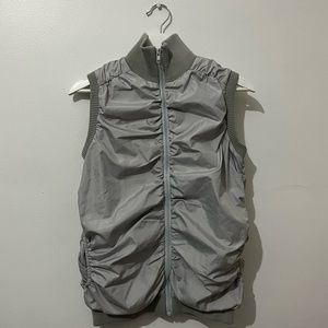 Ruched Nylon Vest w/ Rib Detail